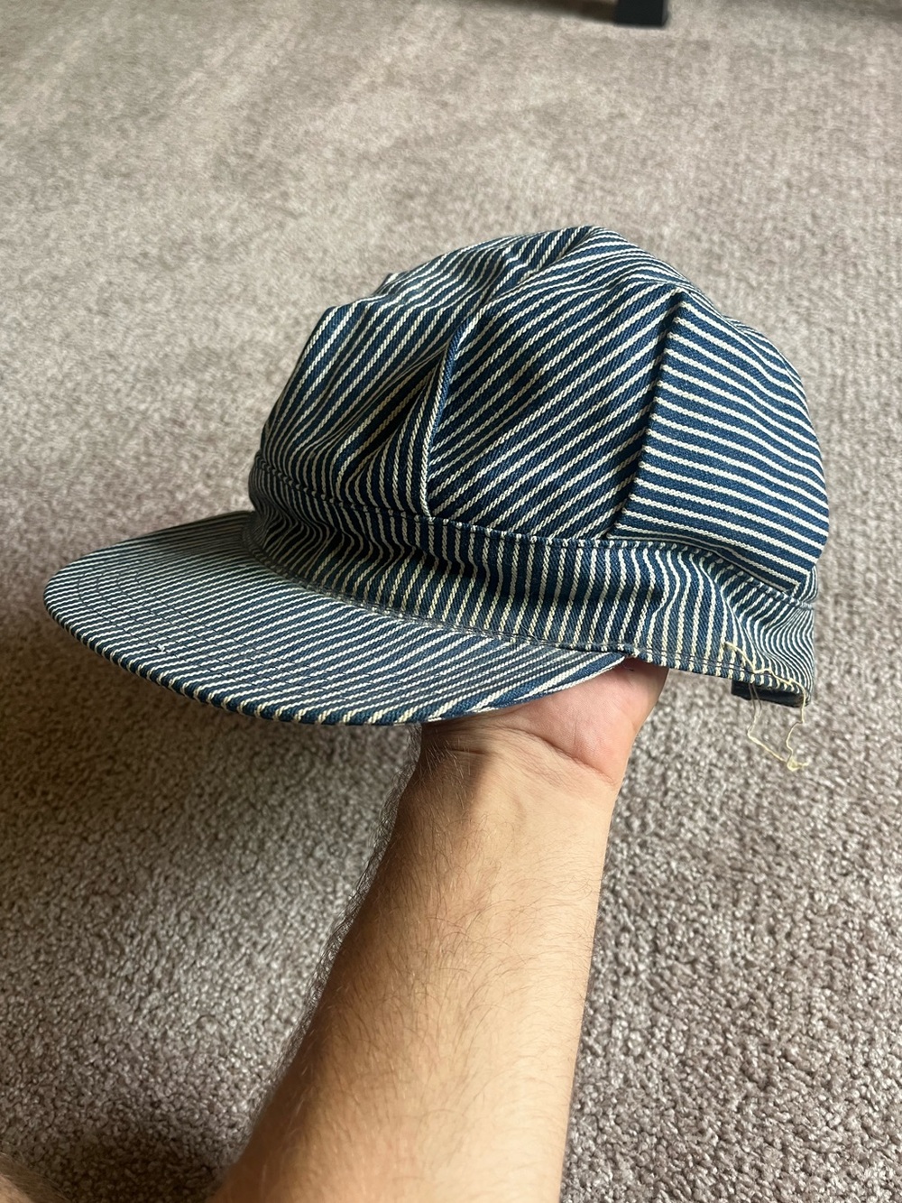 VTG 70’s Hickory Striped Train Conductor Cap - Picture 2 of 6